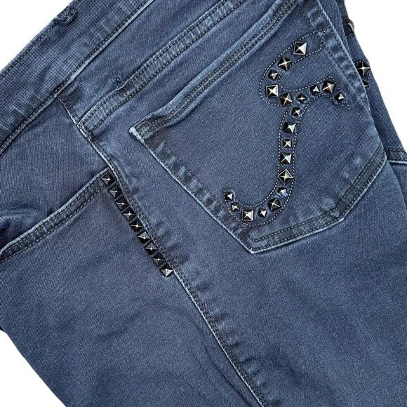 Rock & Republic Berlin Dark Blue Studded Skinny Jeans - Size 14 - Picture 7 of 8